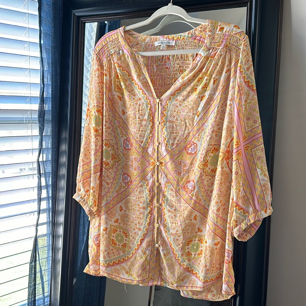 Rose & Olive Peach and Pink Blouse